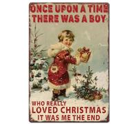 SUPERDANT Panneau Métallique en Étain pour Garçon de Neige Arbre de Christmas Cadeaux de Noël Plaque en Étain Rétro Affiche en Métal pour Fête de Noël Décoration de Salon de Maison