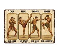 SUPERDANT Panneaux Muraux Métalliques Inspiration Muay Thai Techniques de Muay Thai en Métal Étain Calme Détente Lisse Modeste Plaques Métalliques Murales Signes Amusants Décor Vintage Art Mural
