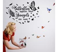 SUPERDANT Papillon Ailes d'ange Stickers Muraux Stickers Muraux Citations Inspirantes Papier Peint Noir Motivational Dire Filles Femmes Salle de Classe Salon Décorations Art