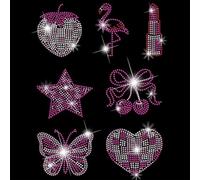 SUPERDANT Papillon Amour Transfert à Repasser en Strass Cristal avec Fraise Pailletée Applique en Strass Patches DIY Décalque pour Vêtements T-Shirts Sweats Vestes Sacs Coussins 32x23.8cm
