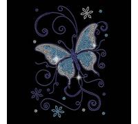 SUPERDANT Papillon Bleu Foncé Thermocollant Strass Transfert Animal Bling Hot Fix Fer Sur Patch Transfert Décalcomanies Ligne Papillon Cristal Transfert Thermique Vêtements Réparation Décor