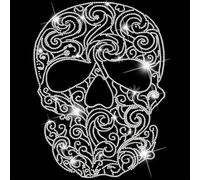 SUPERDANT Patch Thermocollant De Strass À Motif Tête De Mort 12.6×9.4 in/32×23.8 cm Grandes Feuille De Transfert De Strass Avec En Verre Hautement Brillants Pour Décoration De T-shirt Et Veste