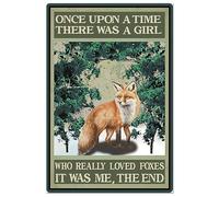 SUPERDANT Plaque en Métal avec Renard Mignon Forêt Enneigée Art Vintage Décoration Murale en Fer Citations Inspirantes Plaque en Métal Rétro Chambre Salle de Bain Décor pour Chambre d'enfant Bars