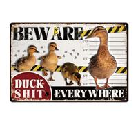 SUPERDANT Plaque Metal Vintage Attention au Canard 30x20 cm Plaque Étain Ferme Canards de Haute Qualité Pour Décoration Ferme Jardin Chambre Bureau Salon Espace Coloré