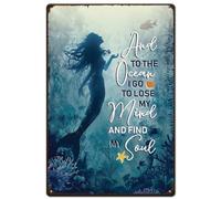 SUPERDANT Plaque Metal Vintage avec Citations Inspirantes en Métal pour L'Océan Perdre L'tête Trouver L'Âme Affiche en Métal Drôle Peinture Affiche Decoration Murale