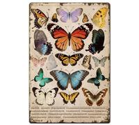 SUPERDANT Plaque Metal Vintage avec Papillons Style Rétro Idéale Plaque Murale Decorative pour les Cafés les Bars Affiche Vintage Ou Comme Cadeau Panneau Decoratif Exterieur Metal