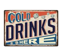 SUPERDANT Plaque Metal Vintage Bevande Fredde Qui Targa In Metallo Negozio Di Bevande Fredde Targhe In Metallo Targhe In Ferro Vintage Divertente Poster Da Parete Targa In Metallo Per