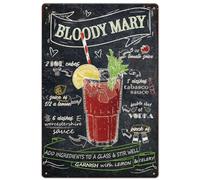 SUPERDANT Plaque Metal Vintage Bloody Mary Boissons Rouges Plaque Decorative Metal Rétro Cocktail Plaque Vintage Metal Panneaux et Plaques Amusants Art Mural en Métal Plaque Murale Decorative