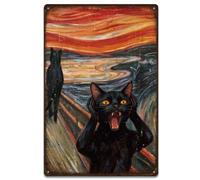 SUPERDANT Plaque Metal Vintage Chat Noir Scream Décor Mural Plaque Rectangulaire en Plaque Metal Decorative Cadeau pour Amateur de Chats Pour Salon Café Bar Intérieur Extérieur Suspension 20x30cm