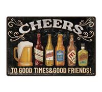 SUPERDANT Plaque Metal Vintage Cheers Plaques en Métal Plaque Decorative Metal pour Décoration de Bar Pub Bière Signes Rétro pour Passer du Bon Temps et de Bons Amis Plaque Murale Decorative