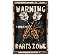 SUPERDANT Plaque Metal Vintage D'Avertissement Fléchettes Plaque Metal Decorative Affiche Vintage Texte Signalétique Décorative pour Club Sportif Stade Salle d'Entraînement Couloir Art Mural 20x30cm
