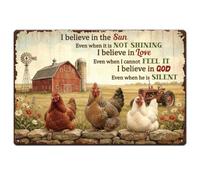 SUPERDANT Plaque Metal Vintage de Ferme Poulet Coq | Rustique Paroles Inspirantes Art Mural en Plaque Metal Decorative de Affiche Vintage pour Cuisine Maison Jardins Décoration