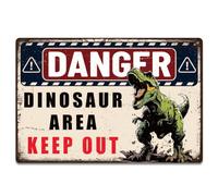 SUPERDANT Plaque Metal Vintage Dinosaure Zone Danger Accès Interdit Plaque Murale Decorative Déco Murale Pour Cave Homme Salon Chambre Bar Pub Maison Cuisine Décor Panneau Decoratif Exterieur Metal