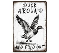 SUPERDANT Plaque Metal Vintage Pancarte Canard Colvert Plaque Murale Decorative Ferme Jardin Cour Décoration Rétro Avec Message Faites Le Tour Et Découvrez Panneau Decoratif Exterieur Metal