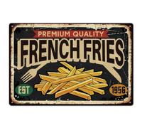 SUPERDANT Plaque Métal Vintage Patatine Fritte Murale Décorative Fast Food Sign Movie Theater Store Iron Décor Bar Restaurant Plaque Décorative Métal 20x30 cm