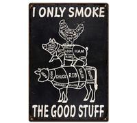 SUPERDANT Plaque Metal Vintage pour Barbecue Poulet Cochon Bovin Parties du Corps Plaque Murale Decorative Coupe de Boucher Viande à Fumer Art Vintage Amusant Vintage Decoration