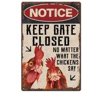SUPERDANT Plaque Metal Vintage pour Poulailler Plaque Murale Decorative Porte Fermée Peu Importe Ce Que Disent les Poules Décoration Plaque Murale Decorative Panneau Decoratif Exterieur Metal