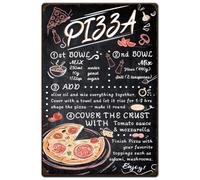 SUPERDANT Plaque Metal Vintage pour Recettes de Pizza Plaque Murale Decorative de Cuisine Panneaux Amusants et Affiche Vintage pour Cuisine Gastronomique Panneau Decoratif Exterieur Metal