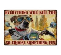 SUPERDANT Plaque Metal Vintage Représentant un Chien Ou une Moto Humoristique Plaque Murale Decorative Style Rétro Idéal Affiche Vintage Panneau Decoratif Exterieur Metal