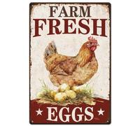 SUPERDANT Plaque Metal Vintage Rétro de Poulet et D'Œuf Décor de Signe de Poule Rétro Plaque Murale Decorative pour Maison Salon Café Bar Décor Panneau Decoratif Exterieur Metal