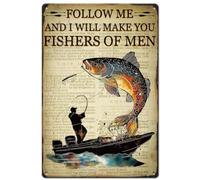 SUPERDANT Plaque Metal Vintage Suivez Moi et Je Ferai de Vous des Pêcheurs D'Hommes Plaque Murale Decorative Affiche Vintage Mural Rétro Plaque en Métal Panneau Decoratif Exterieur Metal