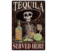 SUPERDANT Plaque Metal Vintage Tequila et Crâne Plaque Tequila Plaque Metal Decorative Rétro pour Bar Affiche Vintage Rétro Décor Amusant Panneau Decoratif Exterieur Metal