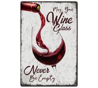SUPERDANT Plaque murale en métal « May You Wine Glass Never Be Compty » - Plaque murale amusante - Décoration vintage rétro pour homme, grotte, bar, pub