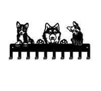 SUPERDANT Porte Clef Mural Trois Chiens 10 Crochets Muraux Crochets Décoratifs Porte Clé Mural pour Sac Vêtements Clé Serviette Suspendus Décoration Murale 10x25cm