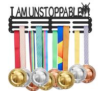 SUPERDANT Porte-Médaille de Course I Am Unstoppable Medal Display Trophy Hanger Rack Running Enthusiasts Sports Support Mural en Métal sans Crochets pour Suspendre 60 médailles Noir