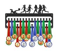 SUPERDANT Porte Medaille de Football Féminin Porte Médaille de Sport Support Mural 30 Crochet Support Medaille pour Medaille en Métal Noir