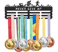 SUPERDANT Porte Medaille de Triathlon Noir Natation Cyclisme Course à Pied Porte Médaille Crochets Muraux en Fer Porte-Médaille à Suspendre Présentoir de Support Medaille