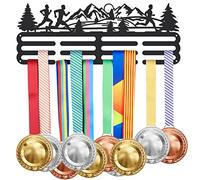 SUPERDANT Porte Medaille Running Mountain Park Run Sports Porte Médaille Display Fer Crochets Muraux Support Medaille Récompenses de Sport Cadeau D'Athlète 40x15cm