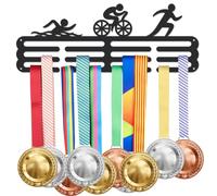 SUPERDANT Porte-Médailles de Triathlon Tri Médaille Cintre Natation Cyclisme Course à Pied Médaille Présentoir Cadre pour Ruban Médailles Présentoir Rack avec Suspension Facile