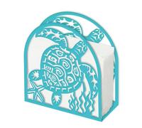 SUPERDANT Porte Serviette de Table de Tortue de Mer en Métal Bleu pour Table en Tissu Papier de Soie Distributeur Serviette Papier Table Sur Pied avec Joint D'Étanchéité 15x15cm