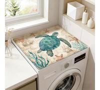 SUPERDANT Protection de Machine Tapis Lave Linge en Forme de Tortue de Mer 60x50 cm Nappe de Lave-Linge Imperméable Topper de Sécheuse Découfibre Couvercle Décoratif pour Buanderie Coloré