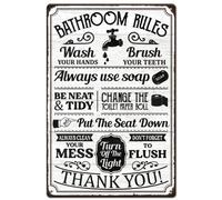 SUPERDANT Regole Del Bagno Targhe In Metallo In Metallo Targhe Con Citazioni Per Bagno Vintage Targa Divertente Per WC Da Parete Targa In Metallo Per Bagno Decorazione Da Parete Lavandino Del Bagno