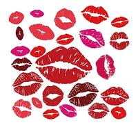 SUPERDANT Saint Valentin Lèvres Rouges à la Mode Stickers Muraux Amovibles Lot de 25 Kisses Stickers Muraux Autocollants pour la Maison Salon Chambre Girly Femmes Ados la Saint-Valentin