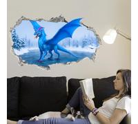 SUPERDANT Stickers Muraux 3D Dragon de Glace et de Neige Sticker Mural Dragon Bleu Autocollants Animaux pour Murs Autocollants Décoratifs en Vinyle pour Chambre à Coucher Salon