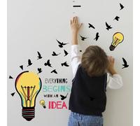 SUPERDANT Stickers Muraux avec Mots Inspirants Sticker Mural avec Ampoule Cassée Stikers Murals avec Texte Positif et Oiseaux Volants Stikers Murals en VinyleAutocollants Décoratifs