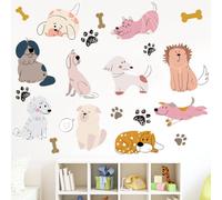 SUPERDANT Stickers Muraux Chiot et Os de Dessin Animé Stikers Murals pour Chiots Autocollants Muraux pour Murs de Salon Autocollants D'Art Décoration en Vinyle DIY Autocollants Décoratifs