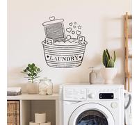 SUPERDANT Stickers Muraux de Buanderie Seau de Planche à Laver Autocollants Muraux de Buanderie Décoration Murale de Buanderie Transfert Sticker Mural de Blanchisserie Panneau à Bulles Décoration