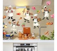 SUPERDANT Stickers Muraux de Chef de Dessin Animé Sticker Mural de Cuisine Autocollants D'Art Mural de Cuisine Décor D'Art en Vinyle à Faire Soi Même Autocollants Décoratifs