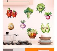 SUPERDANT Stickers Muraux de Légumes de Dessin Animé Sticker Mural Alimentaires Peintures Murales de Cuisine Décoration Murale de Restaurant Autocollants Décoratifs