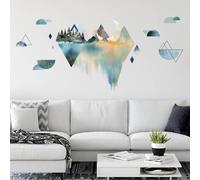 SUPERDANT Stickers Muraux de Montagne en Forme D'Arche Arbre de Forêt Géométrique Décoration Artistique Géométrique pour Salon Chambre à Coucher Salle de Bain Porte Toilettes Colocataires