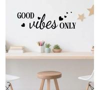 SUPERDANT Stickers Muraux en Vinyle Noir avec Citations Inspirantes et Cœurs. Autocollant Mural « Good Vibes Only ». Décoration Murale pour Bureau Salon Maison.