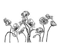 SUPERDANT Stickers Muraux Fleurs Linéaires Noir Coquelicots Décoration Murale Vinyle Art Mural Minimaliste Esthétique Fleurs Chambre Stickers pour Chambre d'enfant Salon Décoration Murale