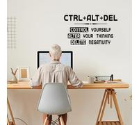 SUPERDANT Stickers Muraux Inspirants Ctrl+Alt+Del Sticker Mural pour Bureau Salle de Sport Stikers Murals de Motivation Bureau École Salle de Classe Positif Autocollants Décoratifs