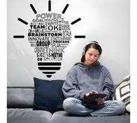 SUPERDANT Stickers Muraux Motifs Ampoule Équipe Décorations Adhésives PVC Noir Autocollant Mural pour Bureau Salle de Réunion Décoration Motivante d'Entreprise