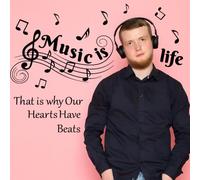 SUPERDANT Stickers Muraux Notes de Musique Stikers Murals Noirs la Musique Est la Vie les Murs D'Art C'Est Pourquoi Nos Cœurs Ont des Battements pour les Amateurs de Musique Autocollants Décoratifs