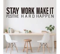 SUPERDANT Stickers Muraux « Restez Positif » Citations Inspirantes Sticker Mural Travaillez Dur Faites en Sorte Que Cela Se Produise Vinyle Noir Art Décor Murs Art Peintures Murales